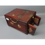 Vintage Oriental vanity box with brass mounts, 10 1/2" long