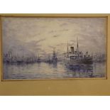P Howison, signed and indistinctly dated, watercolour, Shipping scene, 7 x 12 ins