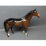 Beswick large figure of a Stallion, brown gloss finish, 12" high