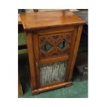 19th century mahogany single door cupboard, with two diamond-shaped mirrors with glazed panel