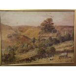 G W Pushworth, signed watercolour, Rural Landscape, 10 x 14 ins