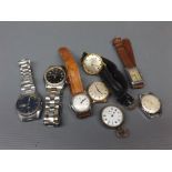 Collection of various Seiko, Valex and other gents wristwatches, base metal small pocket watch etc