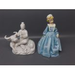 Royal Worcester figure "Grandmother's Dress", together with a further Blanc de Chine Oriental figure