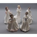 Group of five Royal Doulton figurines entitled "Harmony", HN4096, "Loving You", HN3389, "Welcome",