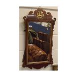 Chippendale style walnut wall mirror with parcel gilded detail, 19 1/2" wide