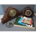 Two oak mantel clocks