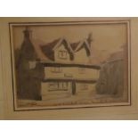 Holmes Winter, signed, pencil and watercolour, inscribed "The Old Artichoke Tavern Magdalene Gates