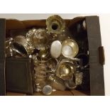 Various silver plated wares including containers, toast rack, candlestick etc