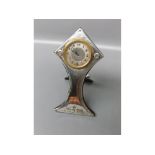 Hallmarked silver cased pocket watch stand inset with a base metal timepiece, 6" high