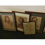 Robert Swan, signed group of five pastels, Portrait studies, assorted sizes (4)