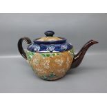 Royal Doulton Lambeth teapot, decorated with a blue floral border, body decorated with daisy detail,
