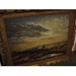 After John Constable, mixed media print on canvas, Landscape, 23 x 29 ins in ornate swept frame