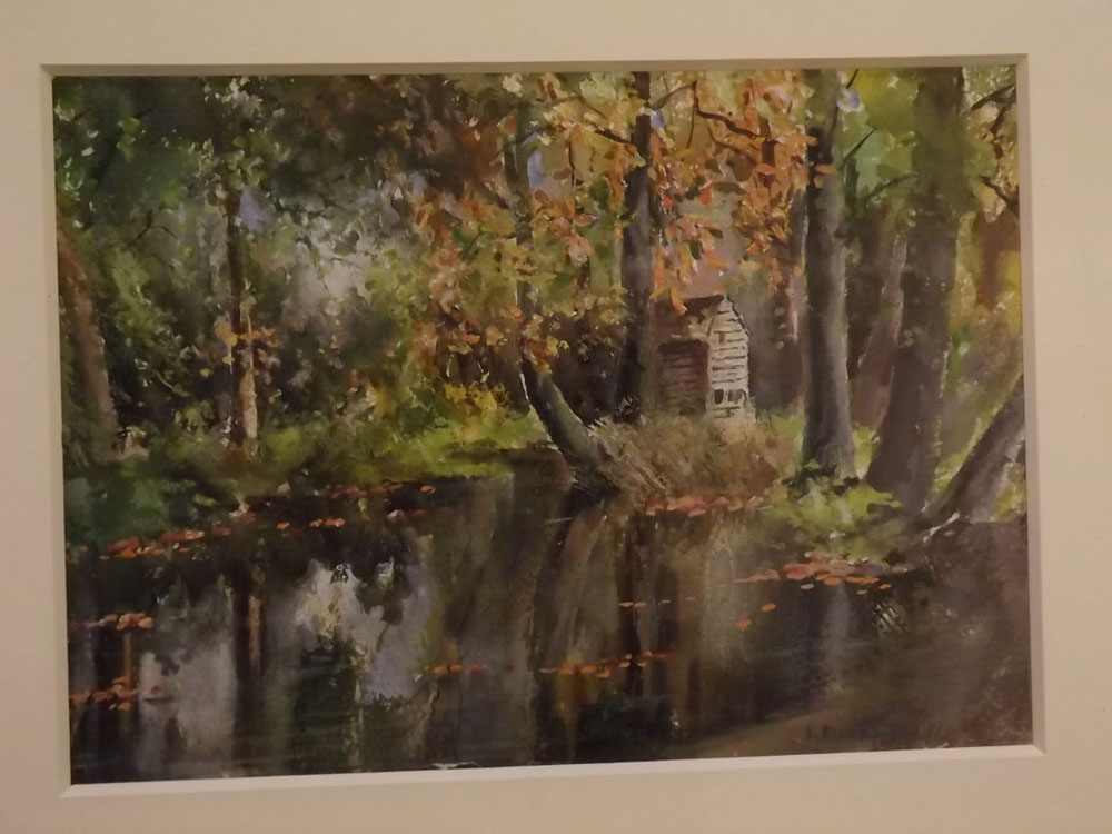 Louis Burleigh Bruhl, signed, watercolour, Old Mill Cassiobury Park Watford, 7 1/2 x 10 ins