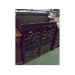19th century mahogany bookcase top, with two glazed astragal doors, adjustable shelves, reeded