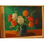 John Wake, signed and dated 1968, oil on board, Mixed flowers in a vase, 17 x 21 ins