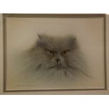 Andrew Osborne, signed two watercolours, Owl and Cat, 12 x 9 ins and 6 x 8 ins (2)