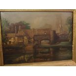 Geoffrey Mortimer, signed lower right, oil on board, Pull's Ferry, 14" x 19"