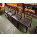 Set of five (4 + 1) 19th century mahogany dining chairs, with curved bar backs, front tapering