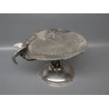 Small silver plated tazza, of circular form, the base stamped "1054", 6" diameter