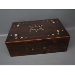 Rosewood simulated 19th century inlaid box (void), 12 1/2" wide