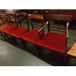 Set of three 19th century mahogany double bar back dining chairs with ring turned front legs and