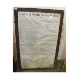 Vintage London & North Eastern Railway General Notices Regulations & Conditions framed poster A/F,