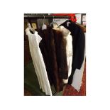 Vintage Naval great coat, two fur coats etc