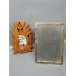 Hallmarked silver mounted rectangular photograph frame, 8" long, together with a further small treen