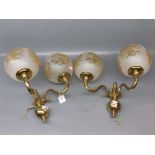 Pair of late 20th century brass wall lights, 9 wide