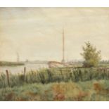 WILLIAM EDWARD MAYES (1861-1952, BRITISH) "Eastick's Yacht Station, Acle" watercolour, signed, dated
