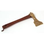 18th century ceremonial axe of possible Masonic significance, the blade embossed with motif if a