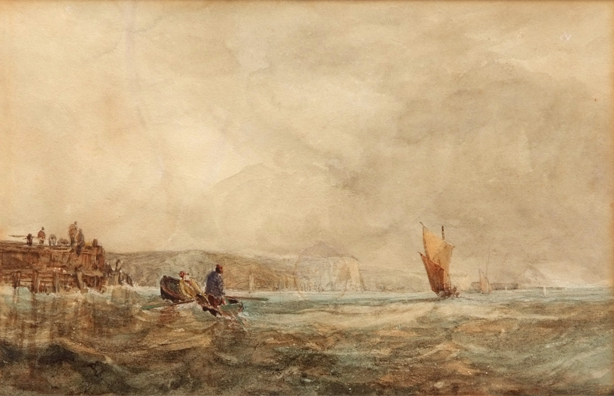 THOMAS LOUND (1803-1861, BRITISH) Seascapes pair of watercolours 5 1/2 x 8 ins (2) - Image 3 of 3