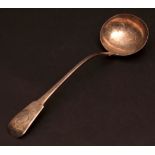 George IV Fiddle pattern soup ladle with oval bowl, initialled, length 13 5/8ins, weight approx