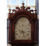 Early 19th century mahogany and ebony strung 8-day longcase clock, unsigned, the hood with