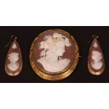 Mixed Lot: Victorian large oval shell cameo brooch, classical carving of a Bacchant, a celebrant