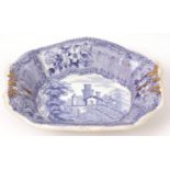 Victorian blue printed small dish, base marked "Lovick's China and Glass, Emporium, Norwich", 6ins