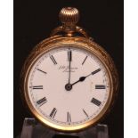 First quarter of 20th century 18ct gold open faced keyless fob watch, J W Benson - 62 & 64 Ludgate