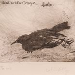 *COLIN SELF (BORN 1941, BRITISH) “Dead bird for Craigie” (Aitchison) black and white etching,