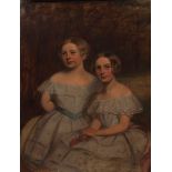 ENGLISH SCHOOL (MID-19TH CENTURY) Portrait of two sisters oil on canvas, indistinctly signed and