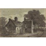 JOHN CROME (1768-1821, BRITISH) "Elmham, Norfolk" monochrome sketch 5 1/4 x 8 1/2 ins Exhibited