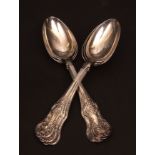 Six Victorian Scottish dessert spoons, single struck Queen's pattern, initialled, length 7 ins,