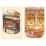 *ERIC RAVILIOUS (1903-1942, BRITISH) "Butcher" and "Cheese Shop" pair of coloured lithographs 9 x