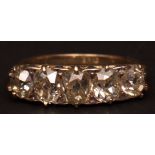 Victorian 18ct gold and diamond five-stone ring, the five old brilliant cut diamonds claw set in a