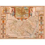 JOHN SPEED: SUFFOLK, engraved hand coloured map, [1676], approx size 375 x 490mm, framed and glazed,