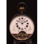 First quarter of 20th century silver cased open faced 8-day keyless watch, Hebdomas patent, the 6-