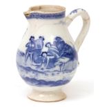 Rare 18th century Chinese soft paste porcelain blue and white sparrow beak formed jug, the