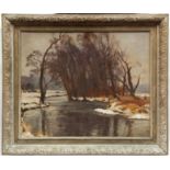 *WILFRED STANLEY PETTITT (1904-1978, BRITISH) Winter River Landscape oil on canvas, signed lower