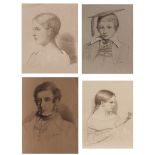 JANE WORSHIP (19TH CENTURY, BRITISH) Portraits - children, ladies etc folder of 28 pencil and