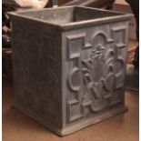 Modern large lead cistern, of square form moulded with pineapple and geometric designs, 18ins wide