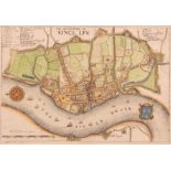 HENRY BELL: THE GROUNDPLAT OF KINGS LYN, engraved hand coloured plan depicting Kings Lynn, circa